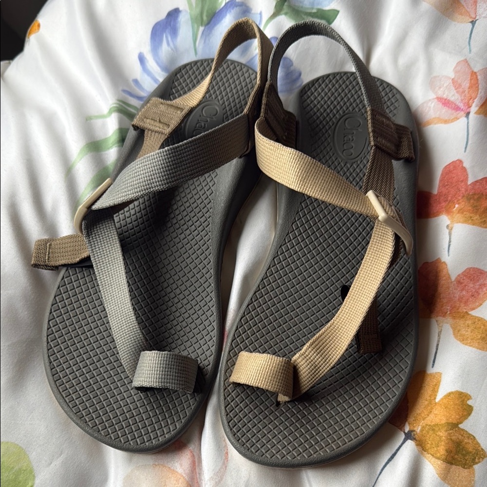 Chaco Gray and Tan Strap Sandals